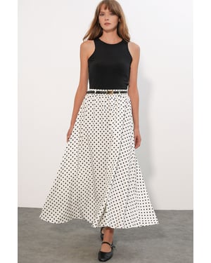 Hoge Taille Polkadot Maxi Rok