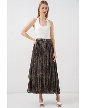 Hoog-Waisted Paisley Midi A-Lijn Rok