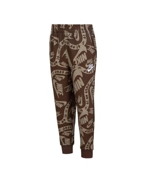 Nike Sportkleding voor kinderen: joggingbroek van clubfleece met logo over het hele oppervlak (Bruin)