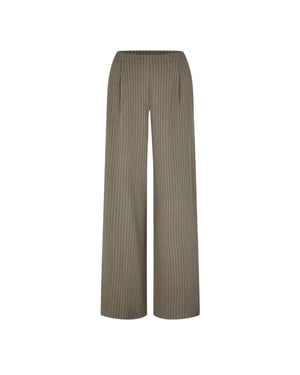 Biba Dames Verticale Streep Wijde Pantalon (Khaki Groen)