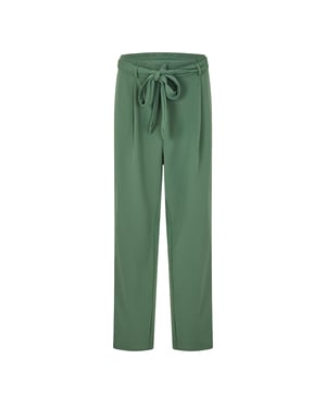 Vila Viclva effen rechte broek met strikriem voor dames (Eend Groen)