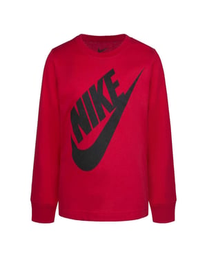 Nike Futura T-shirt met oversized logo en lange mouwen voor kinderen (Universiteitsrood)