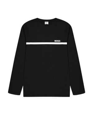 Boss Kinder/Kinder-T-shirt met lange mouwen en logo (Zwart)
