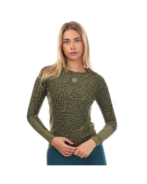 Skins Dames-serie 3: nylon shirt met lange mouwen (Kaki Groen)