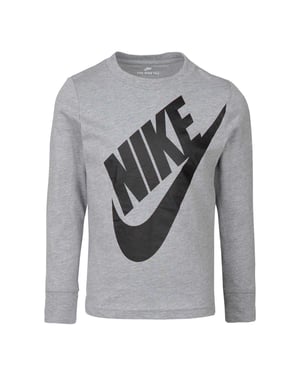 Nike Futura T-shirt met oversized logo en lange mouwen voor kinderen (Donkergrijs)