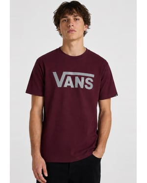 Vans Mens Classic Logo T Shirt in Burgundy/Grey