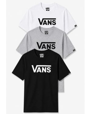 3 Pack Vans Mens Classic Logo T Shirt in Black / Grey / White