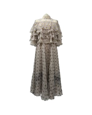 Valentino geplooide midi-jurk van beige zijde