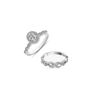 Dames Duo Brilliant Ring Set in 925 Sterling Zilver BIAN024