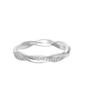Dames Gevlochten Ring met Cubic Zirconia in 925 Sterling Zilver BIAN019