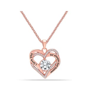 Dames Dubbele Hart Ketting in Roze Goud met Cubic Zirconia “Ik Hou Van Jou” Sterling Zilver 925 BICLL034