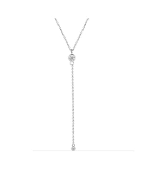Dames Strik Ketting met Cubic Zirconia in 925 Sterling Zilver BICLL022