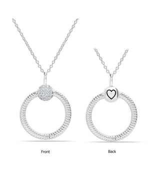 Damesketting met Hanger en Cubic Zirconia, 925 Sterling Zilver BICLL018
