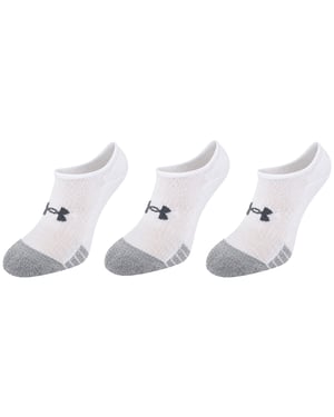 Under Armour 3-Pack HeatGear No Show Kids White Socks