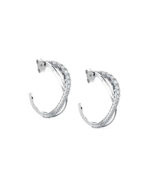 Vrouwen Cross Hoepel Oorbellen in 925 Sterling Zilver BIPE026
