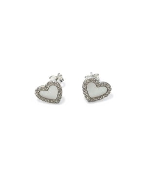Vrouwen Hart Oorbellen in Zilver met Moeder van Parel en Cubic Zirconia BIPE084
