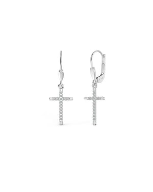 Vrouwen Sprankelende Kruzifixe Oorbellen in 925 Sterling Zilver met Cubic Zirkonia BIPE054