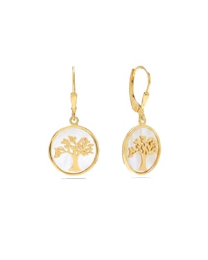 Vrouwen Boom des Levens Oorbellen in 925 Sterling Zilver met Goudplating BIPE074