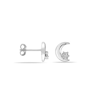 Vrouwen Bloemige Maan Oorbellen in 925 Sterling Zilver met Cubic Zirconia BIPE081