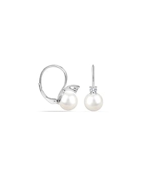 Vrouwen Witte Parel Oorbellen in 925 Sterling Zilver met Catalaanse Sluiting BIPE048