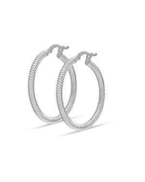 Dames Chunky Textured Hoops Oorbellen 925 Sterling Zilver BIPE034