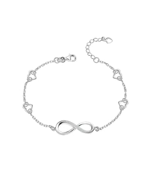 Vrouwen Verstelbare Armband met Oneindigheid Hart Bedels in 925 Sterling Zilver BIPU011