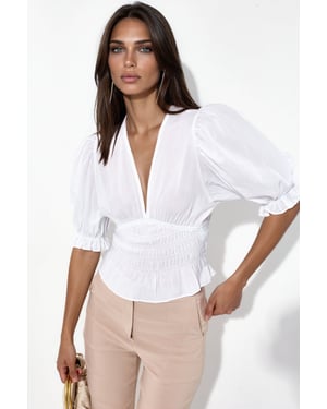 Getailleerde Chiffon V-hals Blouse