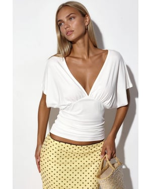 Slim Fit V-hals Jersey Blouse