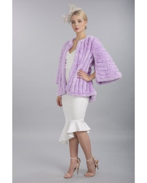 Faux Fur Faux Suede Striped Cape Coat