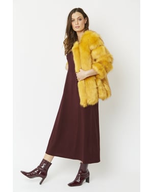 Faux Fur Ribbed Coat