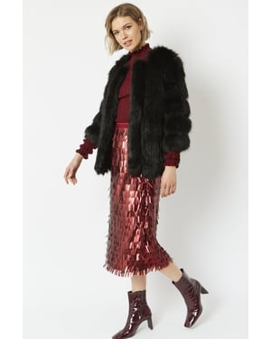 Faux Fur Ribbed Coat