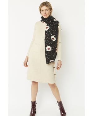 Black Floral Cashmere Blend Wrap