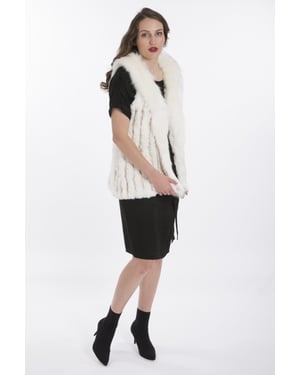 Hand Knitted Luxury Faux Fur Gilet with Faux Suede Base