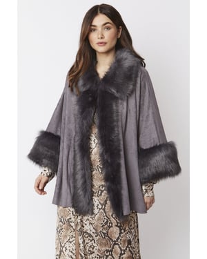 Faux Fur Faux Suede Cape