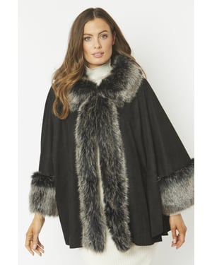 Faux Fur Faux Suede Cape