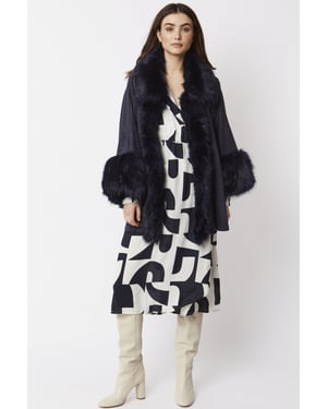Faux Fur Faux Suede Cape