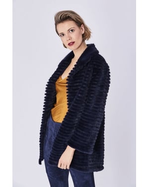 Ribbed Faux Fur Coat