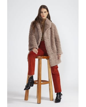 Ribbed Faux Fur Coat