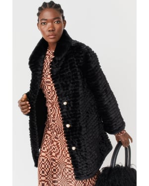 Ribbed Faux Fur Coat