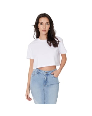 Be You Dames/Dames Crew Neck Regular Crop T-shirt (Wit)