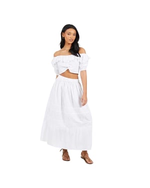 Brave Soul Dames/Dames Bardot Gewaad Top (Wit)