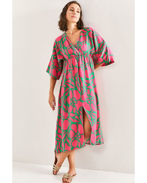 Florale V-hals Maxi-jurk met Strik
