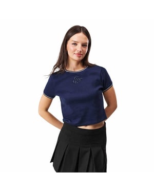 Jack Wills Slanke crop-top voor dames (Marine, Wit)