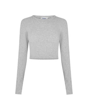 JJXX Feline Slim T-shirt met lange mouwen en cropped pasvorm voor dames (Grijze Melange)