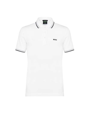 Boss Herenpoloshirt ‘Paddy’ met contrasterende boorden (Wit)