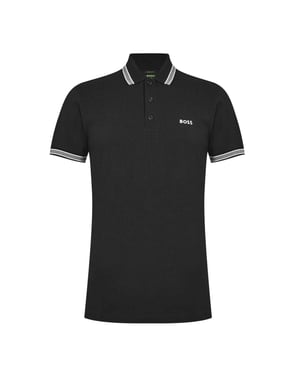Boss Herenpoloshirt ‘Paddy’ met contrasterende boorden (Zwart, Wit)