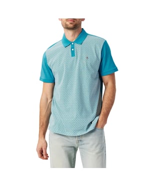 Original Penguin Heren Geometrisch Regular Korte Mouwen Polo Shirt (Blauwe Maan)