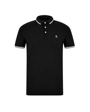 Original Penguin Heren Regular Poloshirt met Korte Mouwen (Zwart)