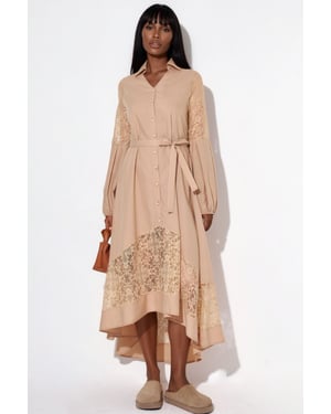 Broderad Midi Wrap Klänning