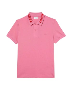 Lacoste Heren Movement Gegraveerde Kraag Polo Shirt (Roze)